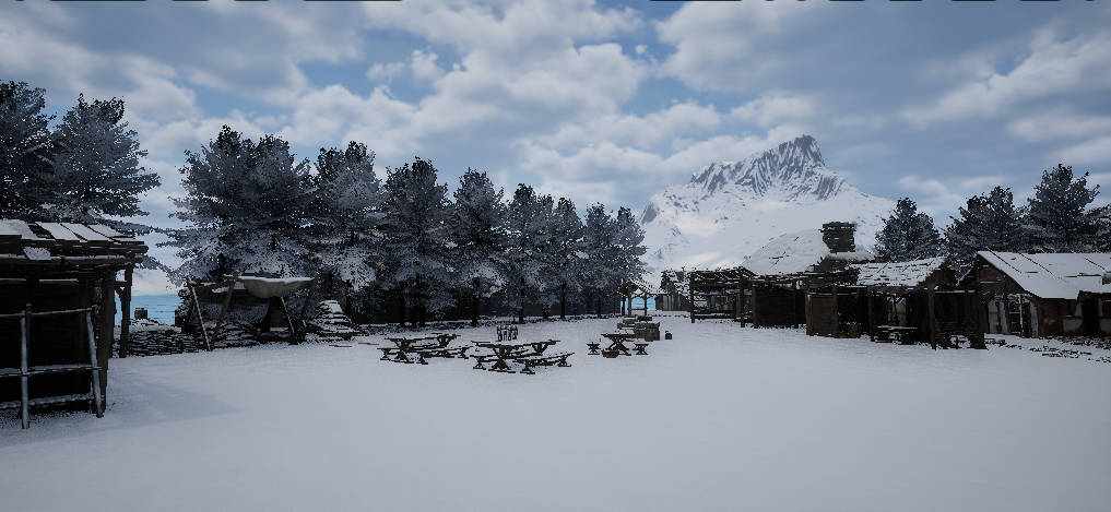 Snow-covered village